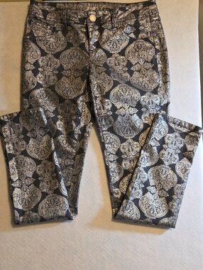 INC International Concepts Black Jeans with Silver Medallion Print